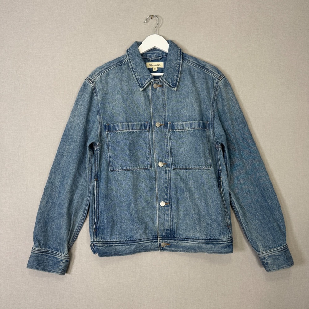Madewell Denim Shirt Jacket Mens XS Blue Jamestown Wash Utility Chore Coat Retro